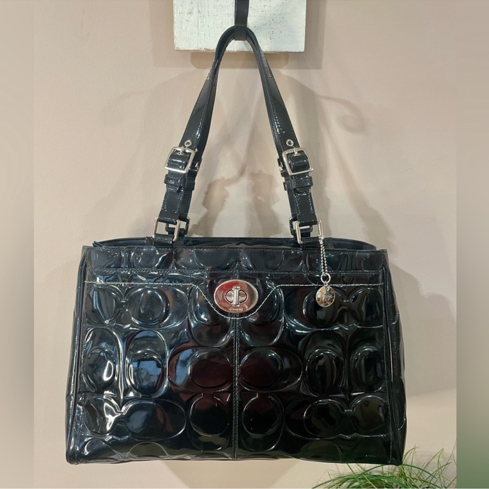 Coach Glossy Black Shoulder Bag Tote